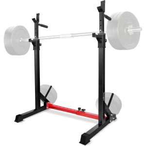 Yes4All Squat Rack for Home Gym, Adjustable Barbell Stand Rack, Multi-Function Weight Lifting, Dip Bar Station, Bench Press Rack Stand, Weight Plate Storage – Capacity Up to 600LBS(‎A. Barbell Squat Rack – Red – Standard)