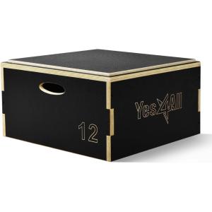 Yes4All Stackable Wood Plyometric Box for Jump Training, Jump Boxes for Home Gym Exercise, Fitness and Conditioning(C. Black)