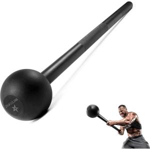 Yes4All Steel Mace Bell for Strength Training, Support Full Body, Muscles, Shoulder, Grips & Forearms Workouts, Stretching 5, 7, 10, 15, 20, 25, 30 LB For Woman & Man(F. Black 25lbs)