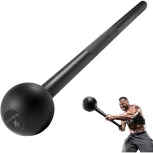 Yes4All Steel Mace Bell for Strength Training, Support Full Body, Muscles, Shoulder, Grips & Forearms Workouts, Stretching 5, 7, 10, 15, 20, 25, 30 LB For Woman & Man(D. Black 15lbs)