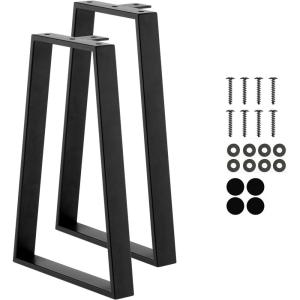 Yes4All Store 16’’ Trapezoid Furniture Metal Legs – Heavy Duty Wrought Steel Feet with Thickness of 10 mm – DIY Iron Furniture Legs for Coffee Table, Bench, Side Table, Nightstand Set of 2,Black(Trapezoid Metal Leg)